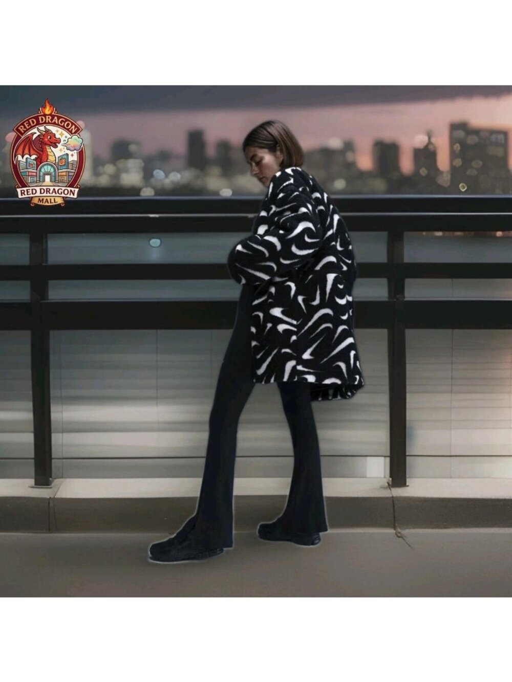 Nike Therma-Fit High Pile Swoosh Jacket Black White FV8025-010 - Women's Size M - Picture 3 of 8